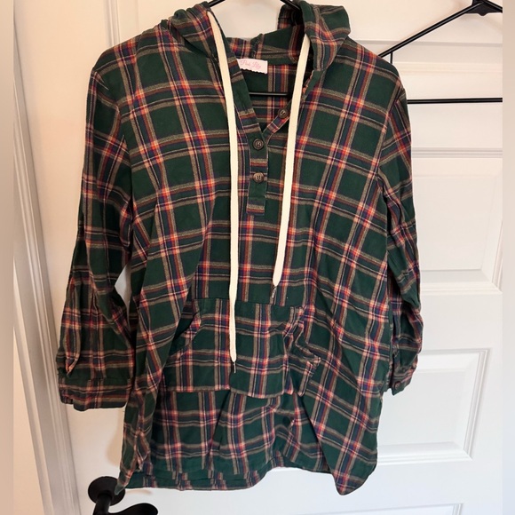 Pink Lily Green Plaid Button Down Shirt - Picture 1 of 2
